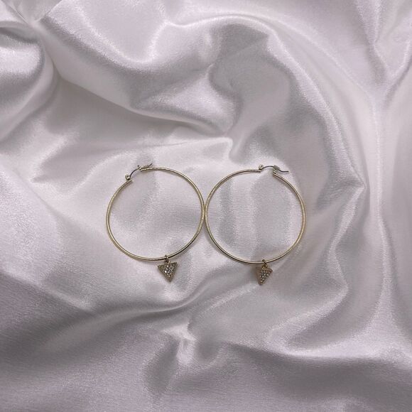 Michael Kors Women’s Zirconia Triangle Dangling Pendant Charm Gold Hoop Earrings - Picture 3 of 12